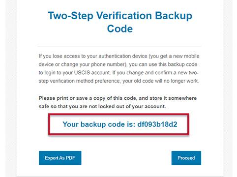 Two-Step Verification Backup Code