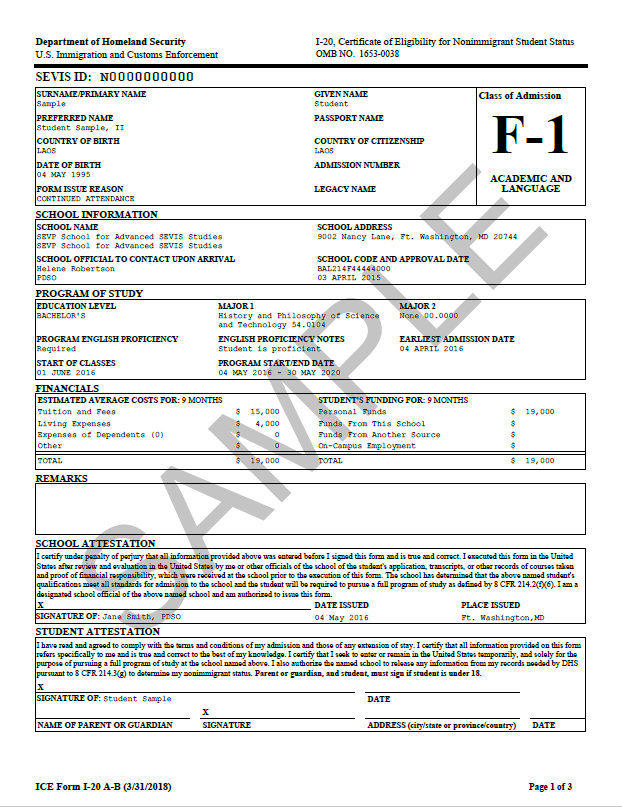 Sample Form 1-20 Page 1