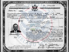 Image of the Naturalization Certificate for Edward Bing Kan